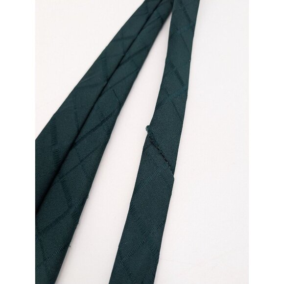 Vintage 60s 70s Men's Tie Dark Green Plaid Necktie - Picture 11 of 11